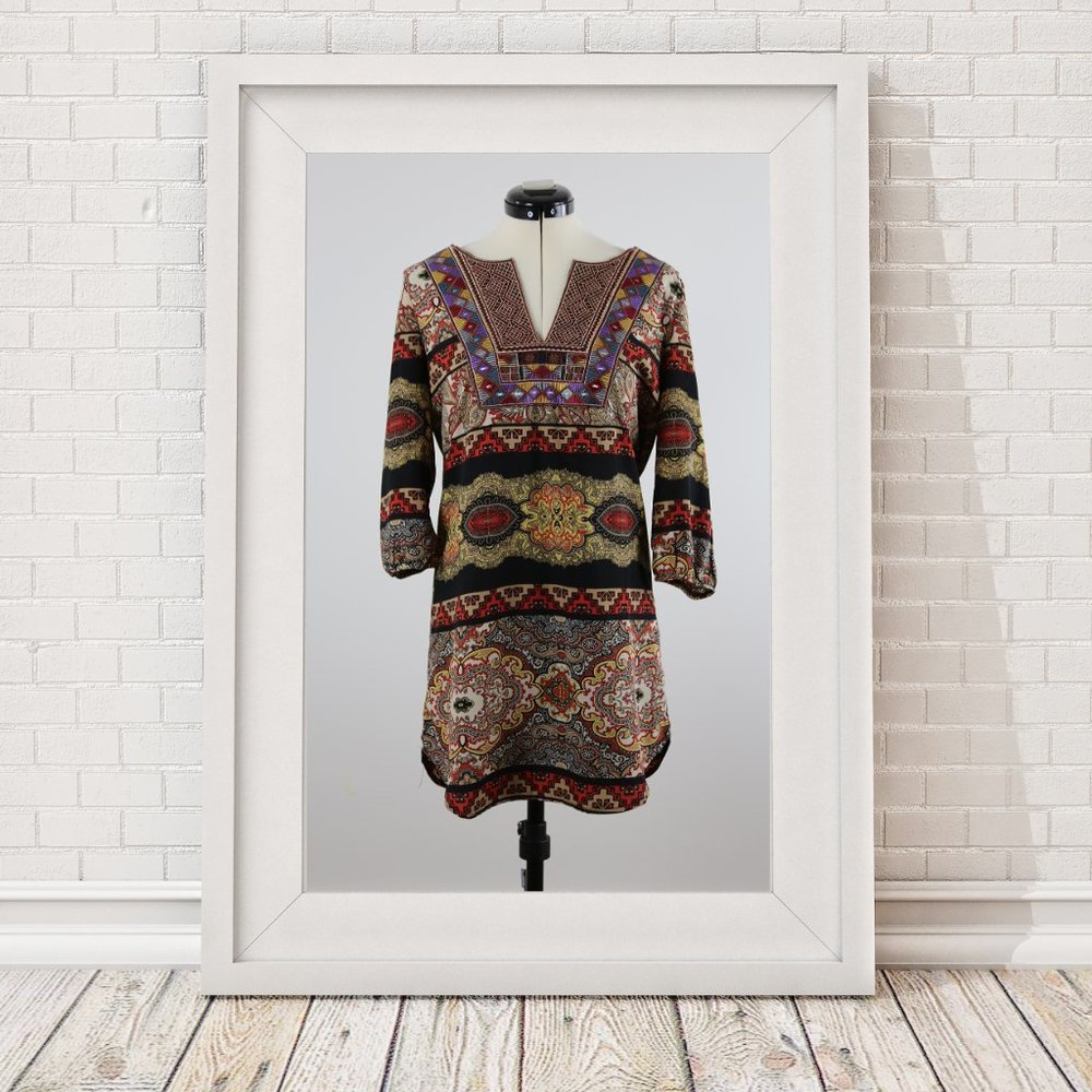 PINK OWL BOHEMIAN PATTERN DRESS
